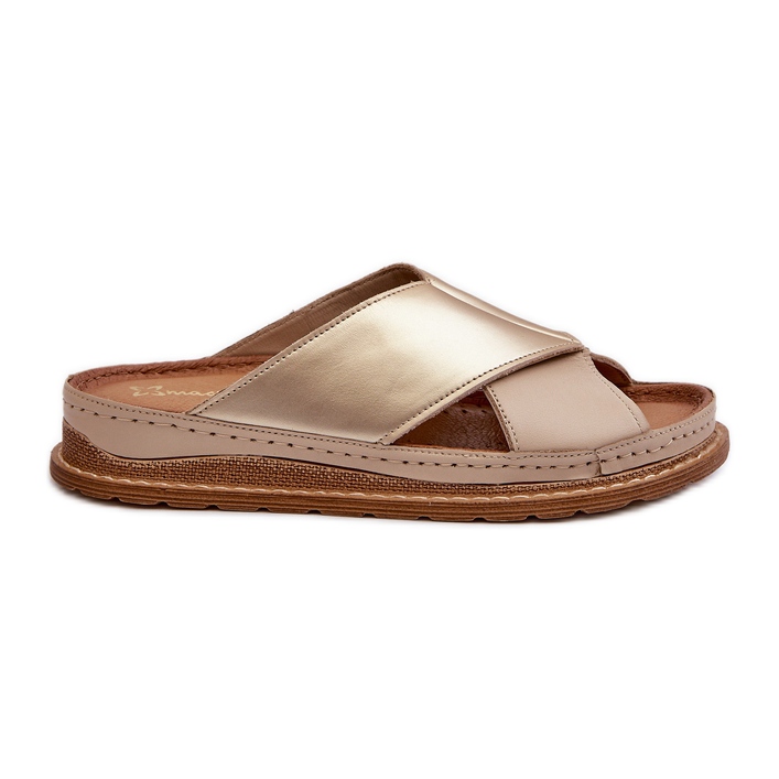 Flip-flops din piele Maciejka 04986-04 Aur-Bej