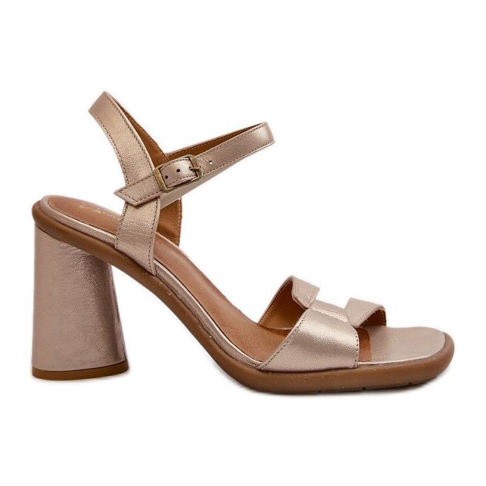 Sandale din piele cu toc înalt Maciejka 06029-25 Aur de aur Sandale din piele cu toc înalt Maciejka 06029-25 Aur de aur