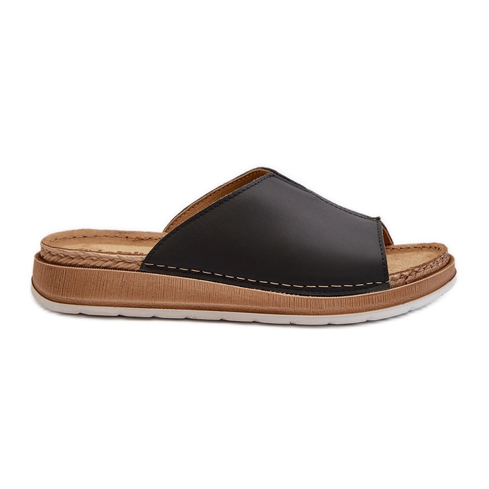 Flip-flops de damă confortabili din piele ecologică Inblu GS0003I1 Negru