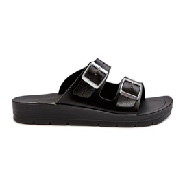 Slapi Confortabile Damă Cu Catarame Inblu CP000034 Negru