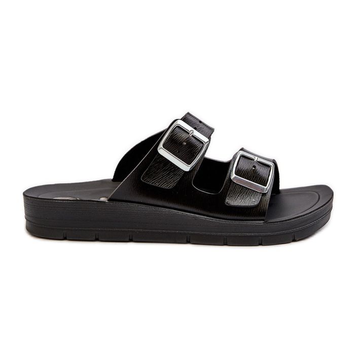 Slapi Confortabile Damă Cu Catarame Inblu CP000034 Negru Slapi Confortabile Damă Cu Catarame Inblu CP000034 Negru