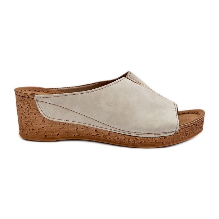 Flip-flops cu pană confortabilă pentru femei Inblu NG000002 Bej