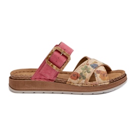 Flip-flops de damă confortabili, cu cataramă cu flori Inblu GS000051 roz Flip-flops de damă confortabili, cu cataramă cu flori Inblu GS000051 roz