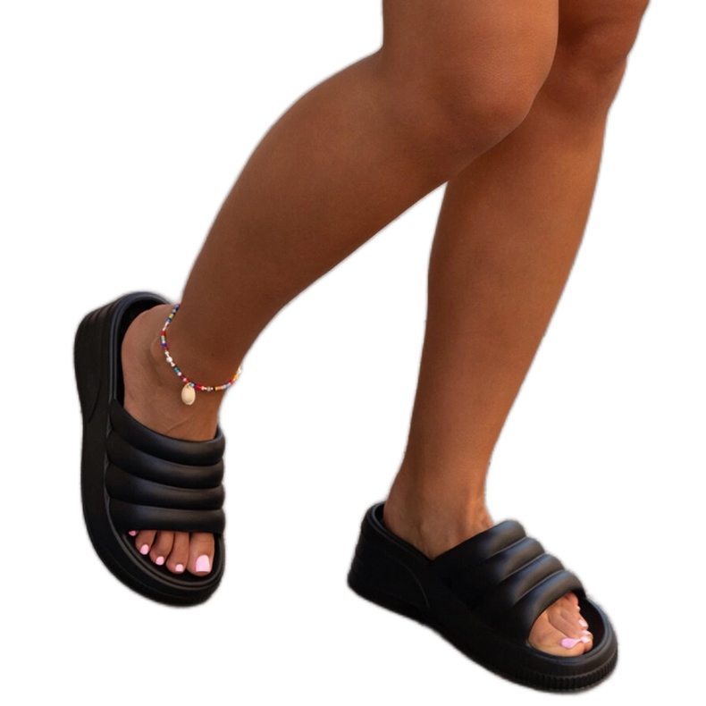 Flip-flops Wegahta masivi de culoare neagră negru