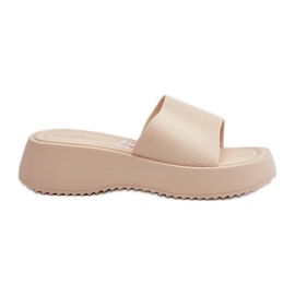 Flip-flops de damă pe platformă și pană, vimarils bej deschis