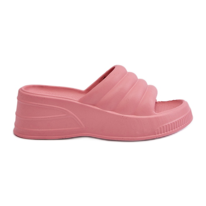 Flip-flops de damă ușoare din spumă pe pană și platformă, Tendrea roz