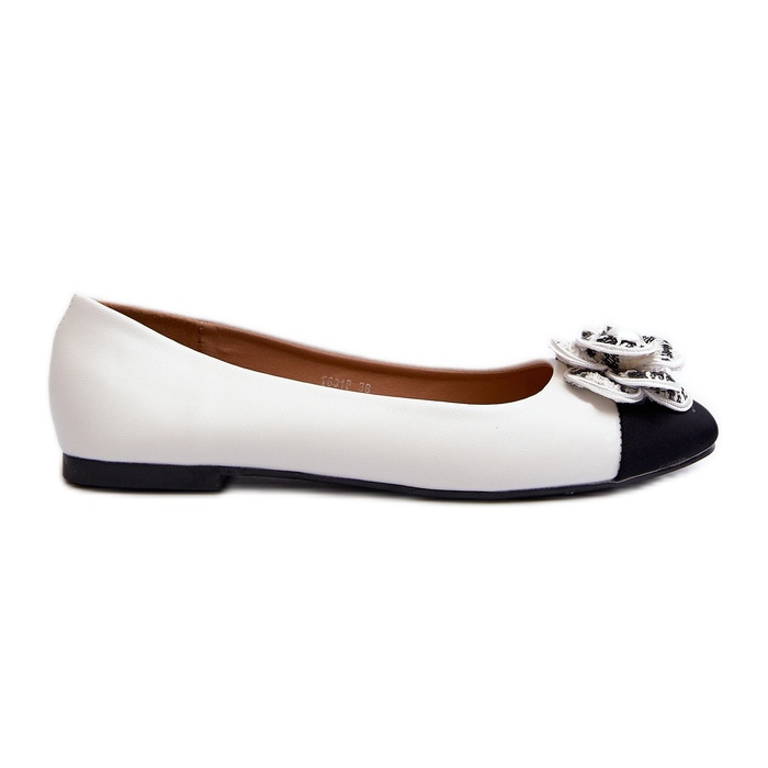 Balerini Dama Piele Ecologica Cu Detaliu Decorativ, Divinella Alba