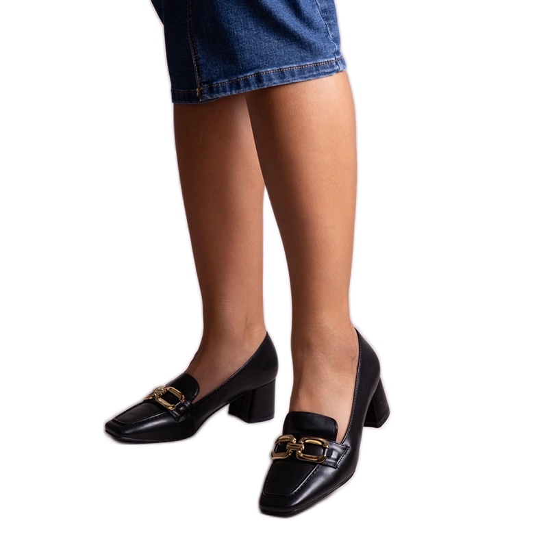 Pompe negre cu vârf pătrat de la Alhena negru Pompe negre cu vârf pătrat de la Alhena negru