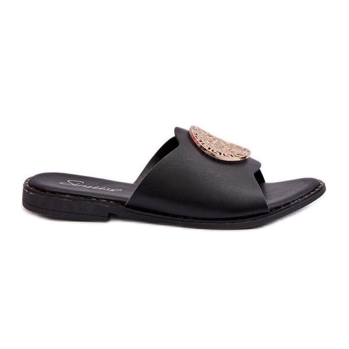 Flip-flops de damă cu toc plat, cu decor, Rivashea negru