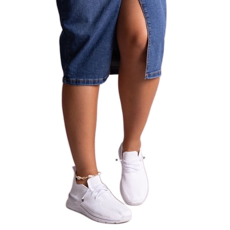 Tenisi albi Gaberla cu slip-on