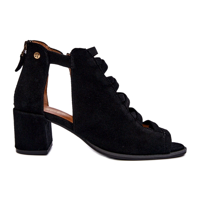 Sandale de damă din piele intoarsa cu toc inalt Maciejka 06456-01 Negru