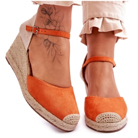 Espadrile din piele intoarsa Sandale cu pane Orange Cammer portocale