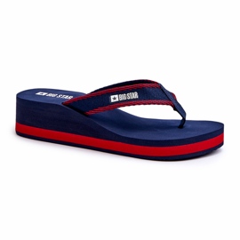 Flip-flops cu pană pentru damă Big Star NN274A725 bleumarin albastru