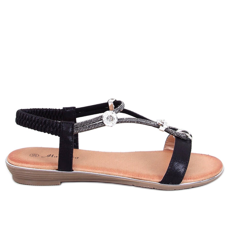 Sandale Hesna Black cu zirconi negru