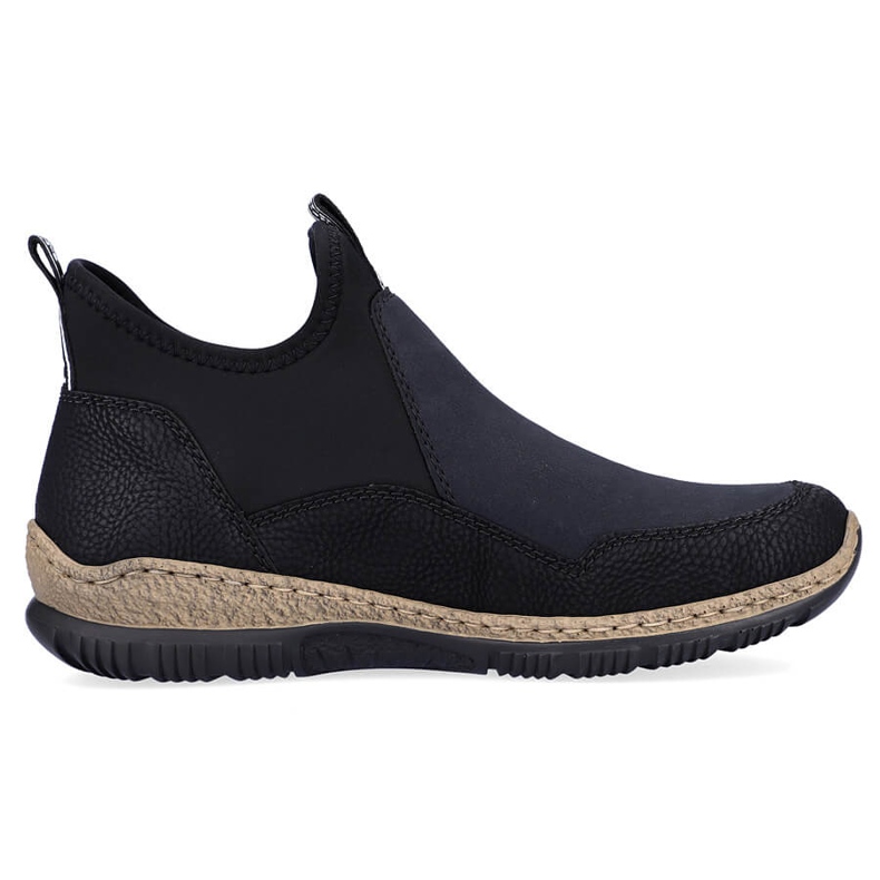 Botine confortabile de damă, negre, cu slip-on, Rieker N3275-00 negru