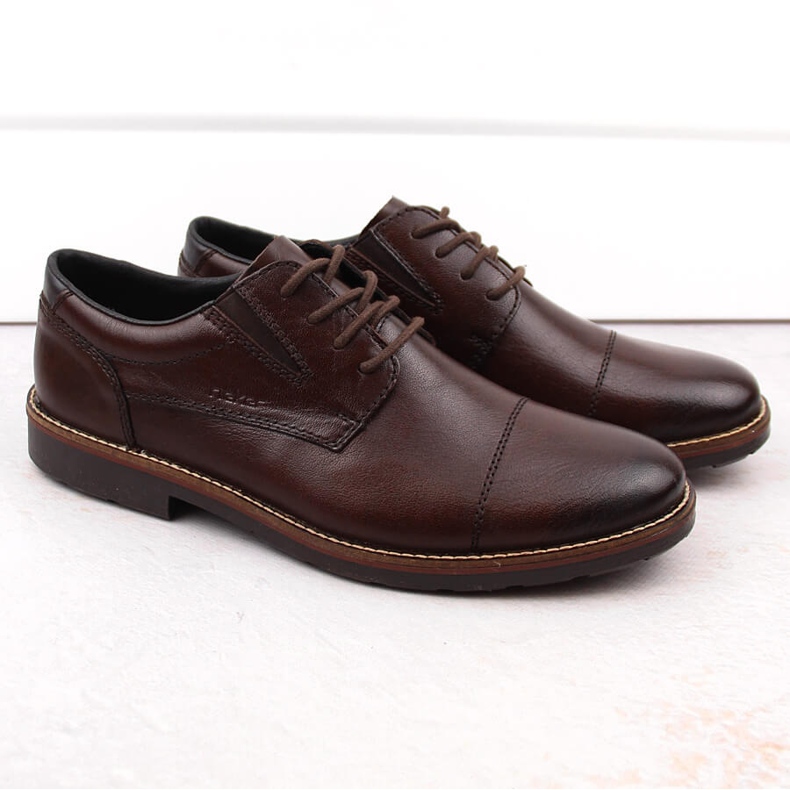 Pantofi barbati confortabili din piele, cu banda elastica, maro, Rieker 15320-25 Pantofi barbati confortabili din piele, cu banda elastica, maro, Rieker 15320-25