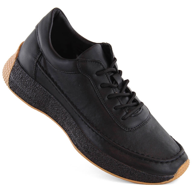 Pantofi sport de damă din piele neagră Sergio Leone SP013 negru