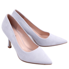 Stiletto dama din piele intoarsa Giorgia Grey gri