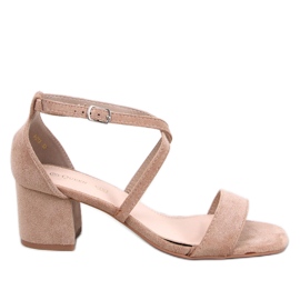 Sandale cu toc Derich Khaki bej