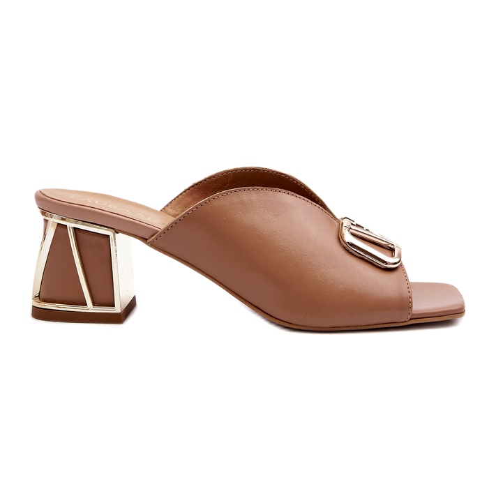 Flip-flops de damă elegante cu toc înalt Laura Messi 2771 bej