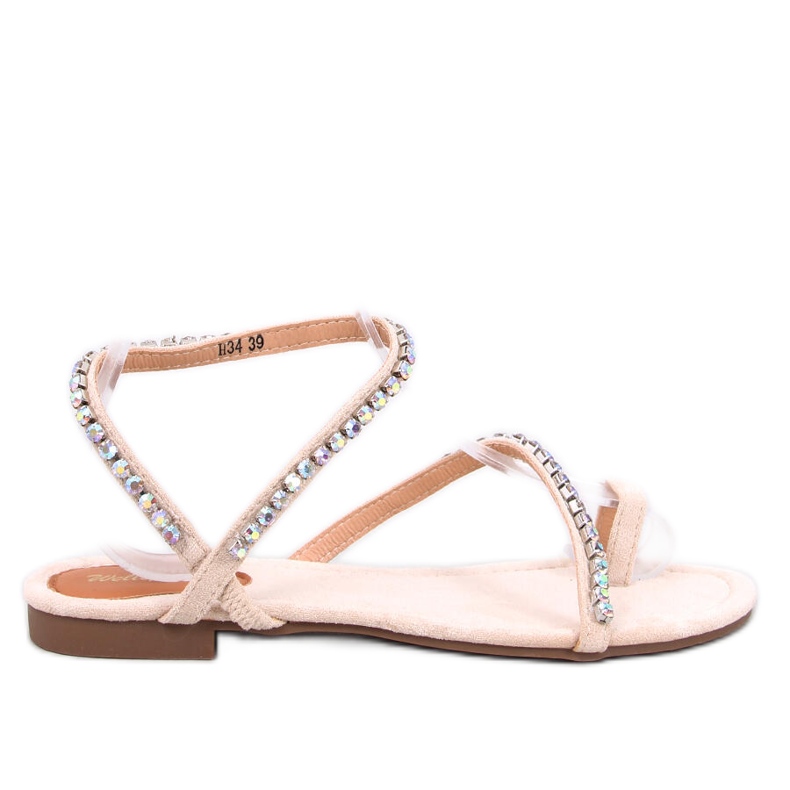 Sandale flip-flop Ayless Beige cu strasuri bej