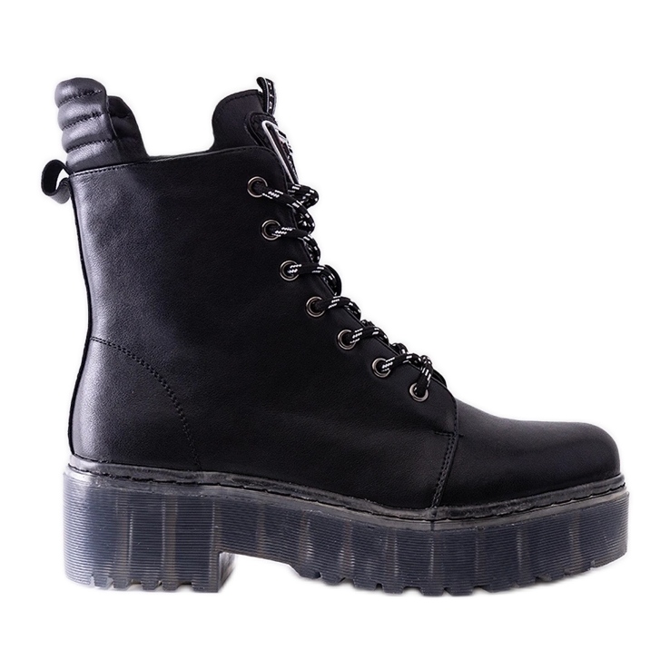 Botine Charlton din piele neagra negru