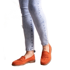 Mocasini de catifea Miralona portocalii portocale