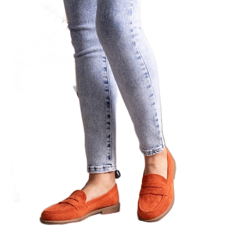 Mocasini de catifea Miralona portocalii portocale