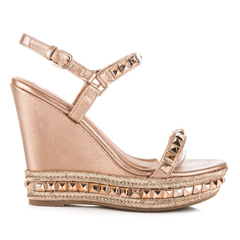 Comer Sandale cu pană cu jeturi roz