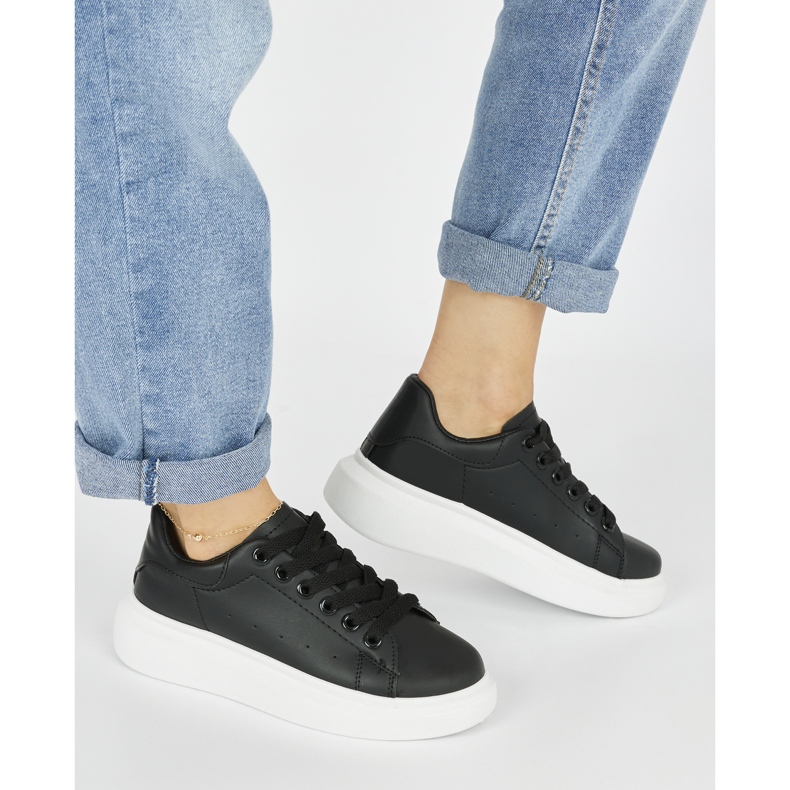 Pantofi sport negri de damă cu platformă negru