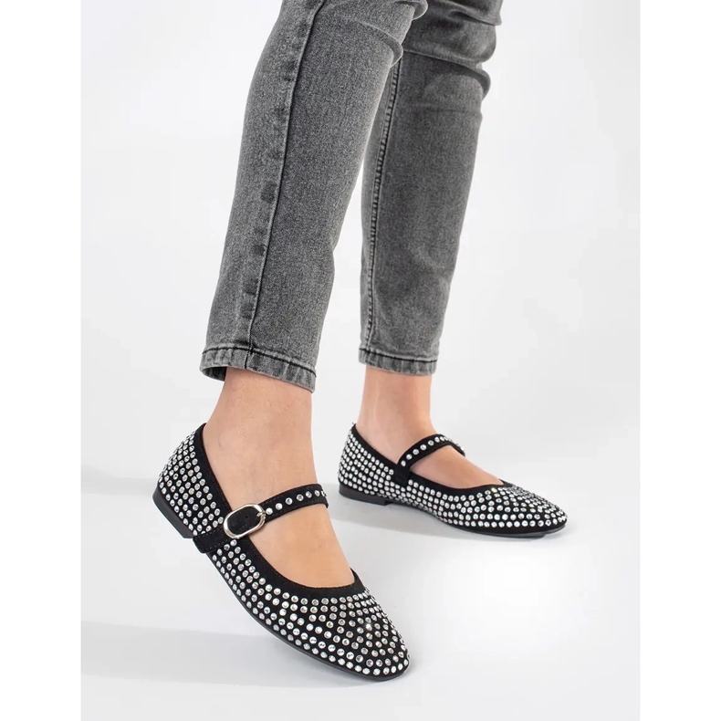 Balerini de dama negre cu crampoane negru