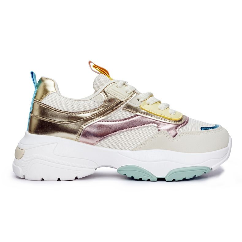 Pantofi sport de dama cu talpa groasa de aur