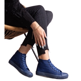 Tenisi înalți din denim Raffie albastru Tenisi înalți din denim Raffie albastru