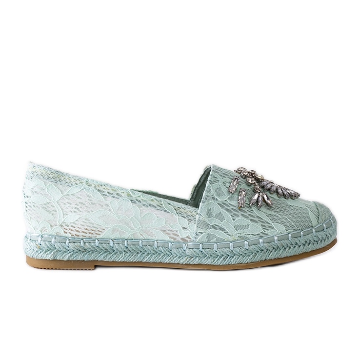 Espadrile verzi cu strasuri Lordly verde