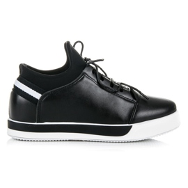 Ideal Shoes Pantofi sport negri cu șireturi negru