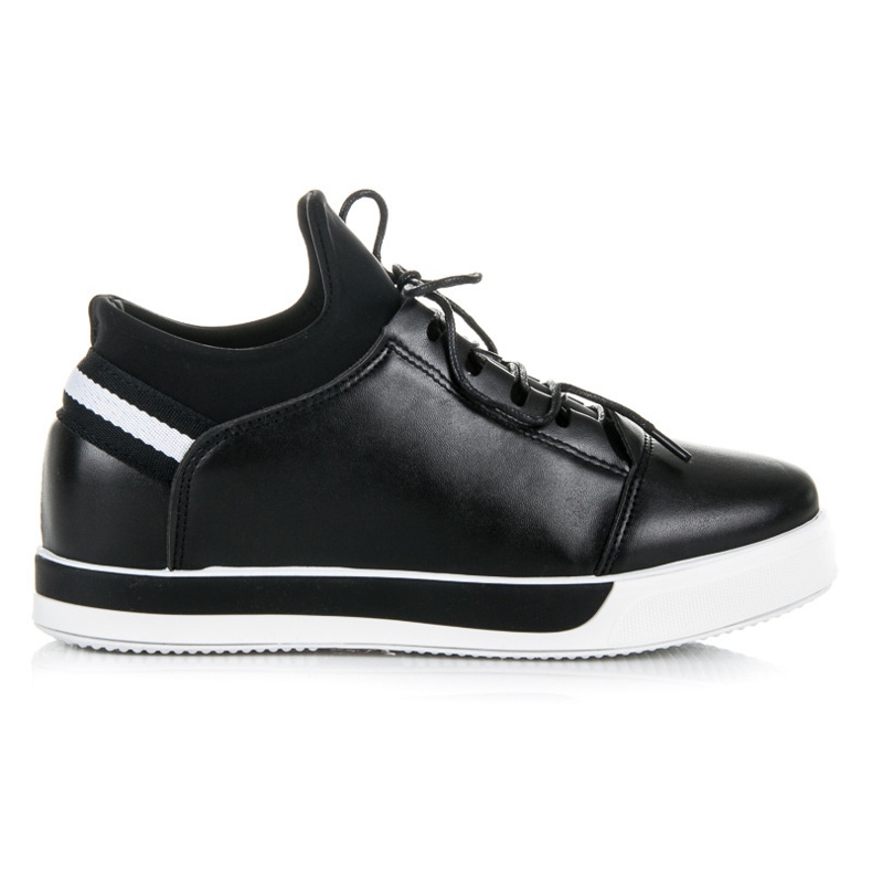 Ideal Shoes Pantofi sport negri cu șireturi negru Ideal Shoes Pantofi sport negri cu șireturi negru