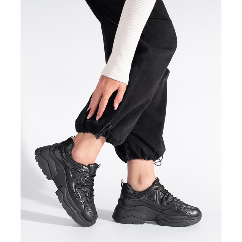 Adidași negri cu talpă groasă negru