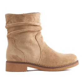 Botine dama de piele intoarsa bej