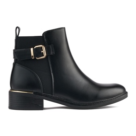 Botine clasice de damă negre, cu cataramă negru