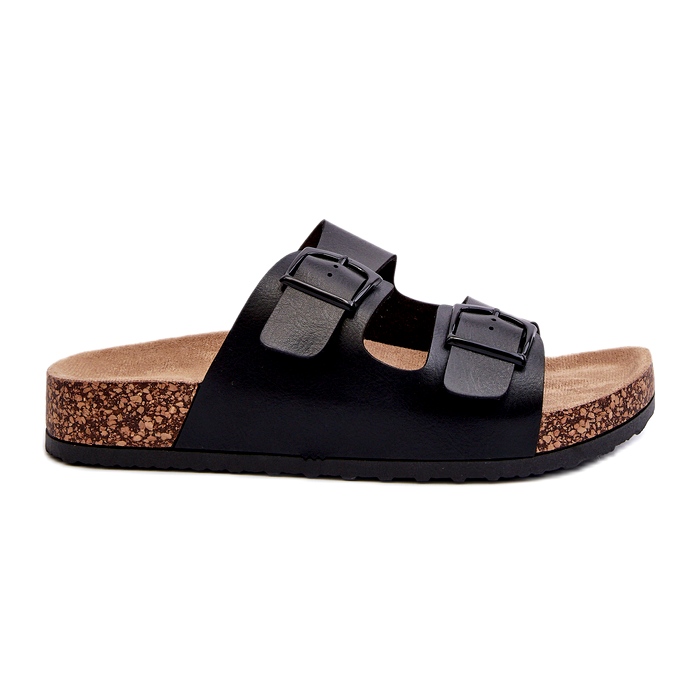 Evento Flip-flops de damă pe o platformă din plută cu catarame, Klinesta negru
