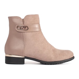 Botine de dama bej cu elemente aurii