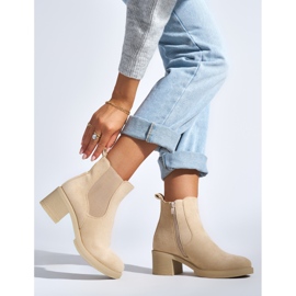 Botine de piele intoarsa bej