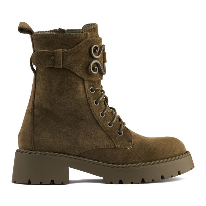 Muncitori din piele intoarsa cu siret verde inchis