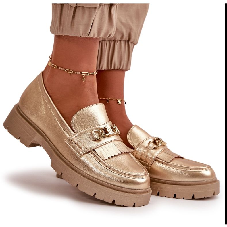 PH2 Mocasini Dama Piele Ecologica Cu Decoratie Aurie Zanita de aur