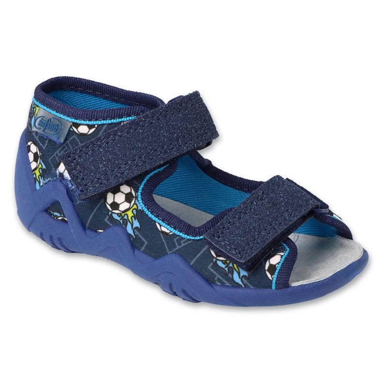Papuci copii Befado cu inserție din piele 350P050 bleumarin albastru