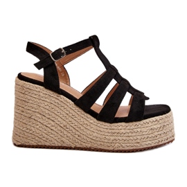 Sandale pentru femei espadrilles pentru pană cu împletitură neagră negru