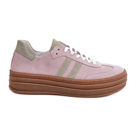 Pantofi de damă Zazoo N1068S4 cu platformă din piele intoarsa, violet