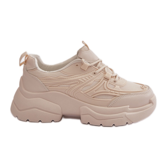 Pantofi sport de damă cu talpă groasă, Lerista bej deschis