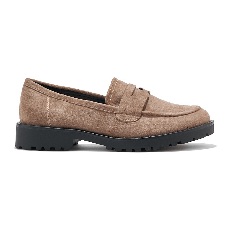 Mocasini de dama de piele intoarsa bej