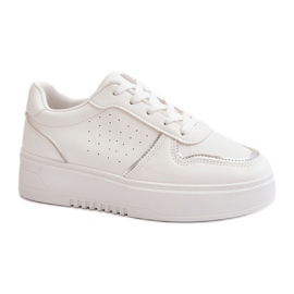 Pantofi Dama Platforma Cu Sireturi Decorative, Mistra Alb